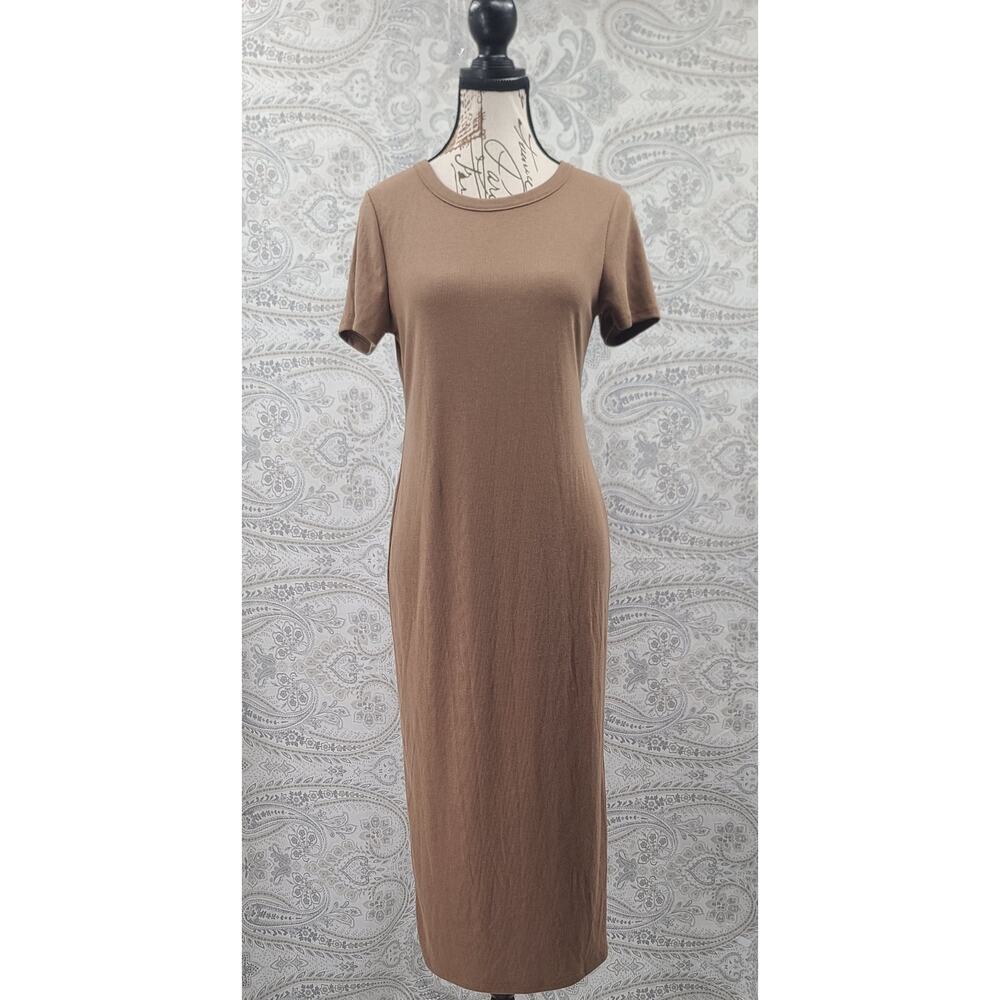 Gilli Isobel short sleeve ribbed fitted maxi brown short sleeve Size Medium fall - Picture 3 of 11
